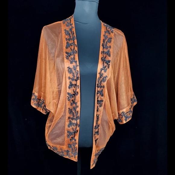 Lush Sheer Embroidered Kimono - Picture 1 of 3